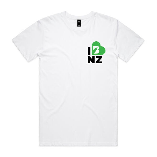 T-shirt - Mens - I Love NZ - Black Letters - Left Thumbnail